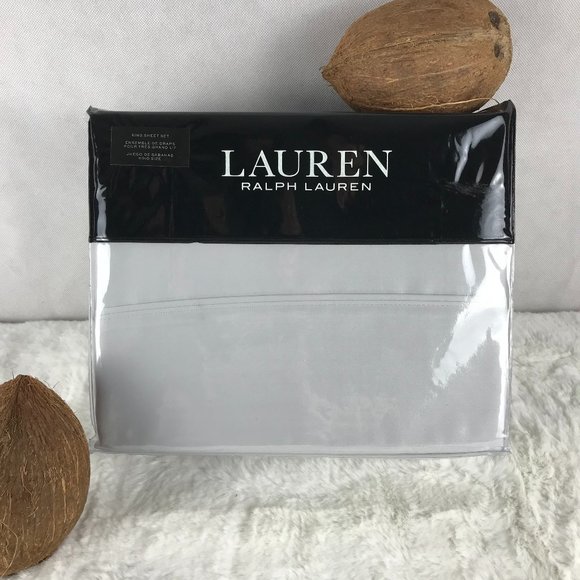 RALPH LAUREN Sateen KING Sheet Set Opal Gray NWT